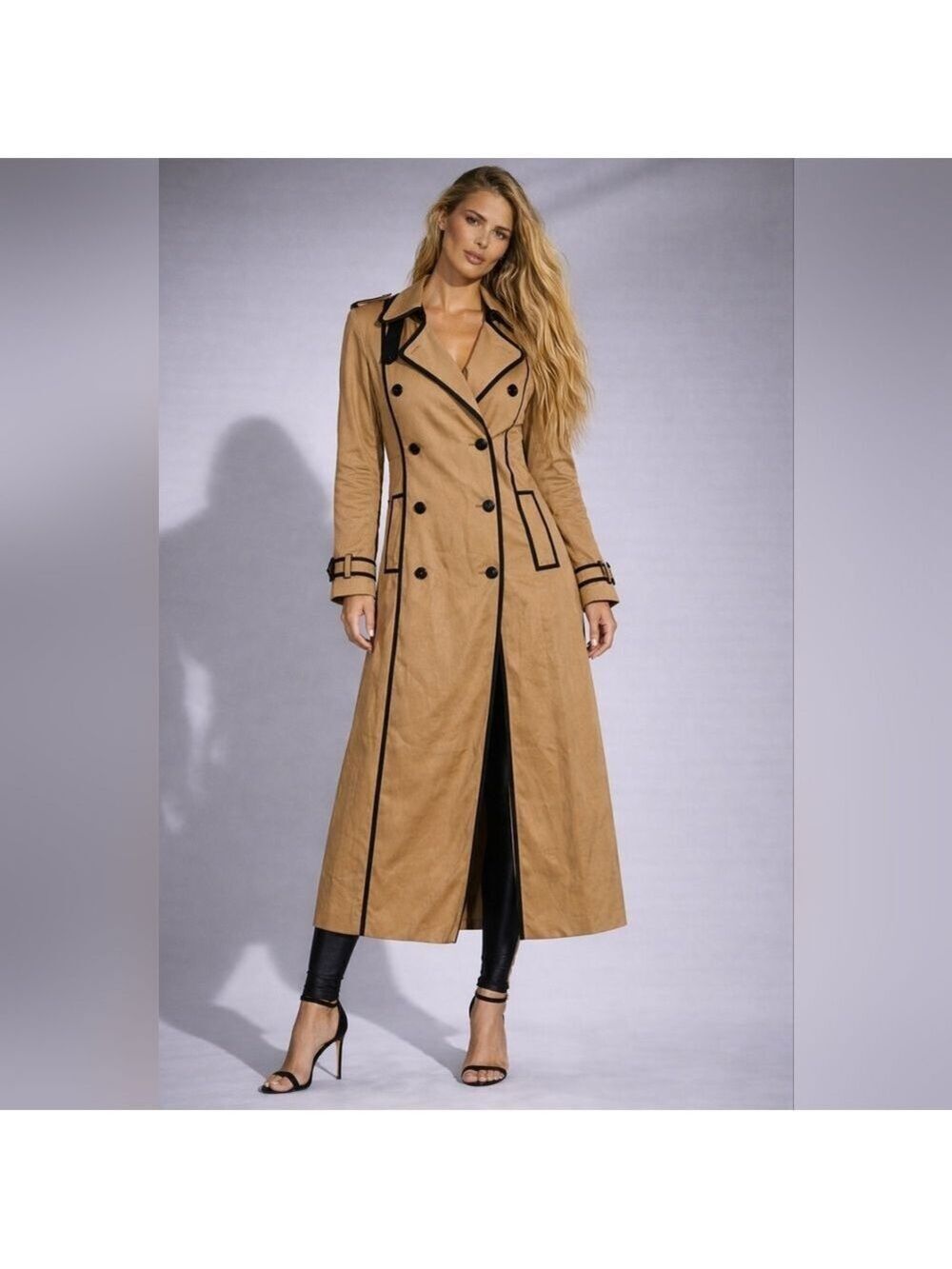 SHONA JOY NELSON Tench Coat With contrast edge in khaki Size Small